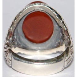 Iran Islam Quranic Ayat "Help from Allah and a Victory at hand" Engraved on Agate Sterling Silver 925 Ring