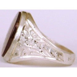 Iran Islam Quranic Ayat "The Hand of Allah is over their hands" Engraved on Agate Silver 900 Ring