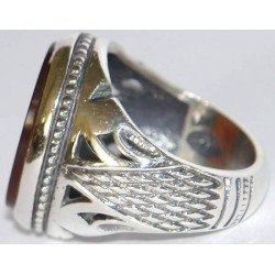 Iran Islam Zikr Laa Ilaaha Illallaahul Malikul Haqqul Mobeen For Protection from Poverty Engraved on Agate Sterling Silver Ring
