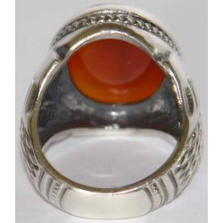 Iran Islam Zikr Laa Ilaaha Illallaahul Malikul Haqqul Mobeen For Protection from Poverty Engraved on Agate Sterling Silver Ring
