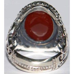 Iran Islam Quran Ayat Bismillah Basmala Engraved in Nice Arabic on Natural Agate Sterling Silver 925 Ring