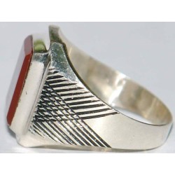 Iran Islam Shia Imam Jawad Herz Taweez Dua Under Natural Agate Aqeeq Aqiq Sterling Silver 925 Ring