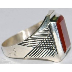 Iran Islam Shia Imam Jawad Herz Taweez Dua Under Natural Agate Aqeeq Aqiq Sterling Silver 925 Ring