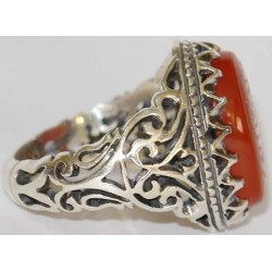 Iran Islam Zikr YA SATTAR Al UYUB O Allah who Conceals Sins Engraved on Natural Agate Sterling Silver 925 Ring