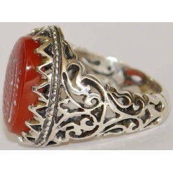 Iran Islam Zikr YA SATTAR Al UYUB O Allah who Conceals Sins Engraved on Natural Agate Sterling Silver 925 Ring