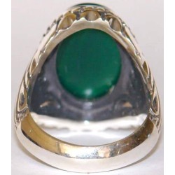 Iran Islam Prophet Hadith "Hussain is of me & I am of Husain" Engraved on Chrysoprase Sterling Silver Ring