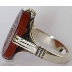 Iran Islam Prophet Hadith "Hussain is of me & I am of Husain" Engraved on Agate Sterling Silver Ring