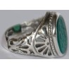 Iran Islam Hadith Husain is Lighthouse & the Rescue Ship Engraved on Chrysoprase Sterling Silver Ring