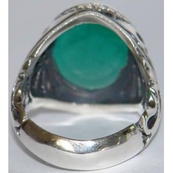 Iran Islam Hadith Husain is Lighthouse & the Rescue Ship Engraved on Chrysoprase Sterling Silver Ring