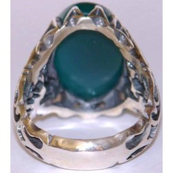 Iran Islam "Sustenance for every created thing is provided only by Allah" Engraved on Chrysoprase Sterling Silver Ring