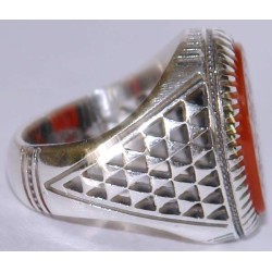 Iran Islam Zikr Ya Kafiya almuhimmat "O Savior from sufferings" Engraved on Natural Agate Sterling Silver 925 Ring