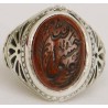 Iran Islam Quran Ayat Allah is Sufficient for me Engraved on Natural Agate Sterling Silver Ring