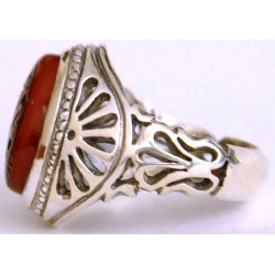 Iran Islam Quran Ayat Allah is Sufficient for me Engraved on Natural Agate Sterling Silver Ring
