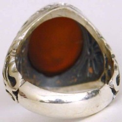 Iran Islam Quran Ayat Allah is Sufficient for me Engraved on Natural Agate Sterling Silver Ring
