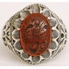 Iran Islam Quran Ayat Allah is Sufficient for me Engraved on Natural Agate Sterling Silver Ring