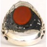 Iran Islam Quran Ayat Allah is Sufficient for me Engraved on Natural Agate Sterling Silver Ring