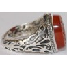 Iran Islam Shia Holy Names of Allah & Panjtan-e Pak Engraved on Natural Agate Aqeeq Aqiq Sterling Silver 925 Ring