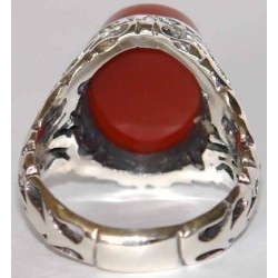 Iran Islam Shia Holy Names of Allah & Panjtan-e Pak Engraved on Natural Agate Aqeeq Aqiq Sterling Silver 925 Ring