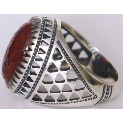 Iran Islam Quranic Ayat WA MAN YATTAQELLAH Dua'a for Sufficient Sustenance Engraved on Agate Aqeeq Sterling Silver 925 Ring