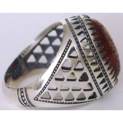 Iran Islam Quranic Ayat WA MAN YATTAQELLAH Dua'a for Sufficient Sustenance Engraved on Agate Aqeeq Sterling Silver 925 Ring