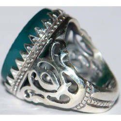 Iran Islam Quran Ayat Bismillah Basmala Engraved in Nice Arabic on Chrysoprase Agate Sterling Silver Ring