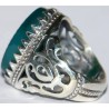 Iran Islam Quran Ayat Bismillah Basmala Engraved in Nice Arabic on Chrysoprase Agate Sterling Silver Ring