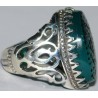 Iran Islam Quran Ayat Bismillah Basmala Engraved in Nice Arabic on Chrysoprase Agate Sterling Silver Ring