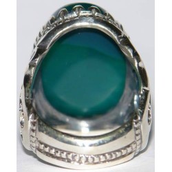 Iran Islam Quran Ayat Bismillah Basmala Engraved in Nice Arabic on Chrysoprase Agate Sterling Silver Ring