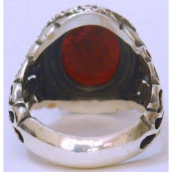 Iran Islam Quran Ayat Bismillah Basmala Engraved on Natural Agate Sterling Silver 925 Ring