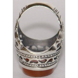 Iran Islam Shia Wa In Yakad Ayat of Quran White Magic Taweez Engraved on Natural Agate Gemstone Silver 925 Ring