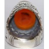 Iran Islam Shia Wa In Yakad Ayat of Quran White Magic Taweez Engraved on Natural Agate Gemstone Silver 925 Ring