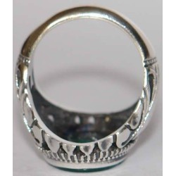 Iran Islam Quran Ayat Bismillah Basmala Engraved in Nice Arabic on Chrysoprase Agate Sterling Silver Ring