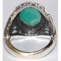 Iran Islam Quran Ayat Bismillah Basmala Engraved in Nice Arabic on Chrysoprase Agate Sterling Silver Ring
