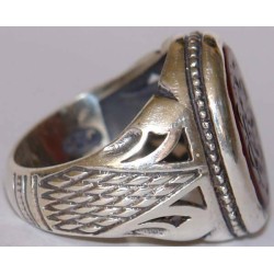 Iran Islam Shia Prophet Hadeeth Imam "Ali stands with Truth & Truth stands with Ali" Engraved on Agate Sterling Silver Ring