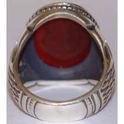 Iran Islam Shia Prophet Hadeeth Imam "Ali stands with Truth & Truth stands with Ali" Engraved on Agate Sterling Silver Ring