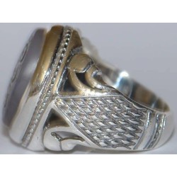 Iran Islam Shia Prophet Hadeeth Imam "Ali stands with Truth & Truth stands with Ali" Engraved on Agate Sterling Silver Ring