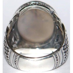 Iran Islam Shia Prophet Hadeeth Imam "Ali stands with Truth & Truth stands with Ali" Engraved on Agate Sterling Silver Ring