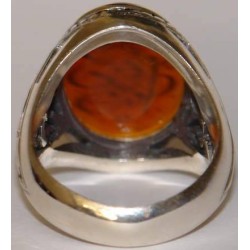 Iran Islam Shia Prophet Hadeeth Imam "Ali stands with Truth & Truth stands with Ali" Engraved on Agate Sterling Silver Ring