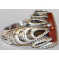 Iran Islam Shia Prophet Hadeeth Imam "Ali stands with Truth & Truth stands with Ali" Engraved on Agate Sterling Silver Ring