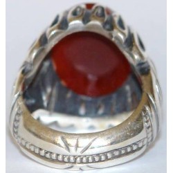Iran Islam Shia Prophet Hadeeth Imam "Ali stands with Truth & Truth stands with Ali" Engraved on Agate Sterling Silver Ring