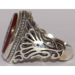 Iran Islam Shia Prophet Hadeeth Imam "Ali stands with Truth & Truth stands with Ali" Engraved on Agate Sterling Silver Ring
