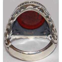 Iran Islam Shia Prophet Hadeeth Imam "Ali stands with Truth & Truth stands with Ali" Engraved on Agate Sterling Silver Ring