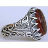 Iran Islam Shia Prophet Hadeeth Imam 'Ali stands with Truth" Engraved on Natural Agate Sterling Silver 925 Ring