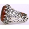 Iran Islam Shia Prophet Hadeeth Imam 'Ali stands with Truth" Engraved on Natural Agate Sterling Silver 925 Ring