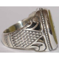 Iran Islam Shia Prophet Hadeeth Imam "Ali stands with Truth & Truth stands with Ali" Engraved on Agate Sterling Silver Ring