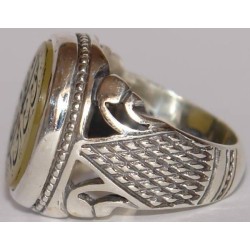 Iran Islam Shia Prophet Hadeeth Imam "Ali stands with Truth & Truth stands with Ali" Engraved on Agate Sterling Silver Ring