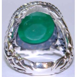 Iran Islam Salam to Imam Reza the Descendent of Prophet Taha & Yaseen Engraved on Chrysoprase Sterling Silver Ring