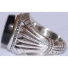 Iran Islam Salam to Imam Reza the Descendent of Prophet Taha & Yaseen Engraved on Onyx Black Agate Sterling Silver Ring