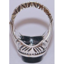 Iran Islam Salam to Imam Reza the Descendent of Prophet Taha & Yaseen Engraved on Onyx Black Agate Sterling Silver Ring