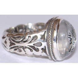 Iran Islam Quranic Ayat "Verily in the remembrance of Allah do hearts find rest" Engraved on Dur-e Najaf Sterling Silver Ring